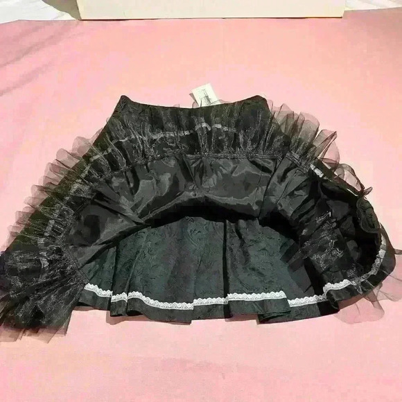 Tibi Skirt Black Knee Length Brocade Floral Full Pleated Luxury Italy - Picture 9 of 9